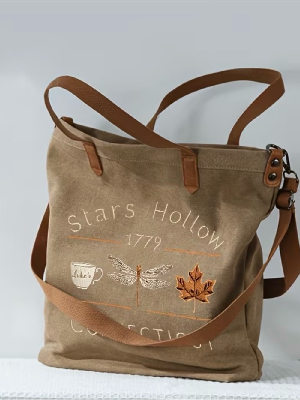 Stars Hollow Canvas Tote Bag in Tan